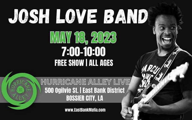 <h1 class="tribe-events-single-event-title">Josh Love Band @ Hurricane Alley (Bossier City, LA)</h1>