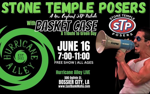 <h1 class="tribe-events-single-event-title">Stone Temple Posers (STP Tribute) w/ Basket Case (Green Day Tribute) @ Hurricane Alley (Bossier City, LA)</h1>