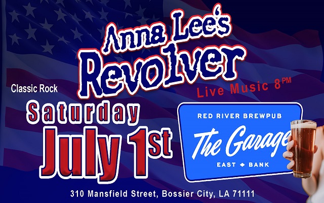 <h1 class="tribe-events-single-event-title">Anna Lee’s Revolver @ Red River BrewPub Garage (Bossier City, LA)</h1>