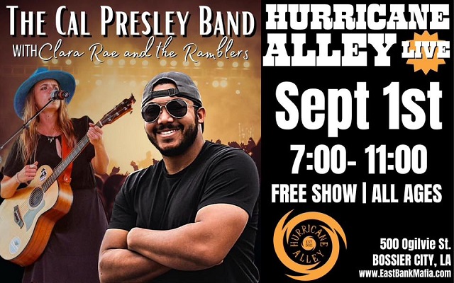 <h1 class="tribe-events-single-event-title">Cal Presley Band w/ Clara Rae & the Ramblers @ Hurricane Alley (Bossier City, LA)</h1>