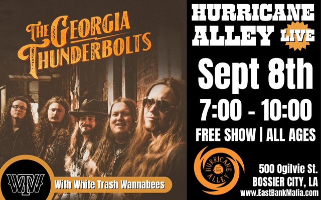 <h1 class="tribe-events-single-event-title">Georgia Thunderbolts w/ White Trash Wannabees @ Hurricane Alley (Bossier City, LA)</h1>