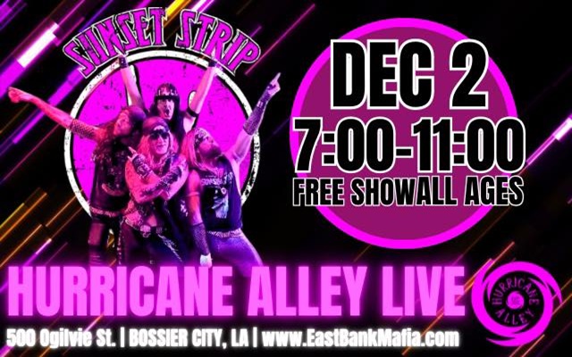 <h1 class="tribe-events-single-event-title">Sunset Strip @ Hurricane Alley (Bossier City, LA)</h1>