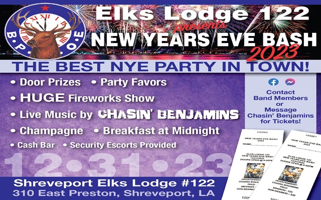 <h1 class="tribe-events-single-event-title">Chasin’ Benjamins New Years Eve Bash @ the Elks Lodge (Sheveport, LA)</h1>