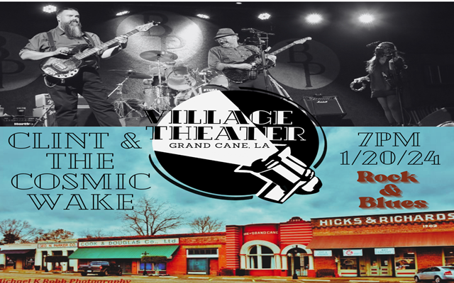 <h1 class="tribe-events-single-event-title">Clint & The Cosmic Wake @ The Village Theater (Grand Cane, LA)</h1>