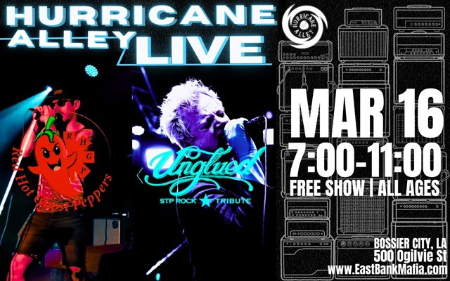 <h1 class="tribe-events-single-event-title">Red Hot Ghost Peppers & Unplugged STP Tribute @ Hurricane Alley (Bossier City, LA)</h1>
