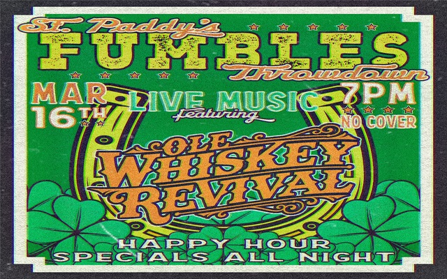 <h1 class="tribe-events-single-event-title">Ole Whiskey Revival St. Patty’s Throwdown @ Fumbles Bar & Grill (Shreveport, LA)</h1>
