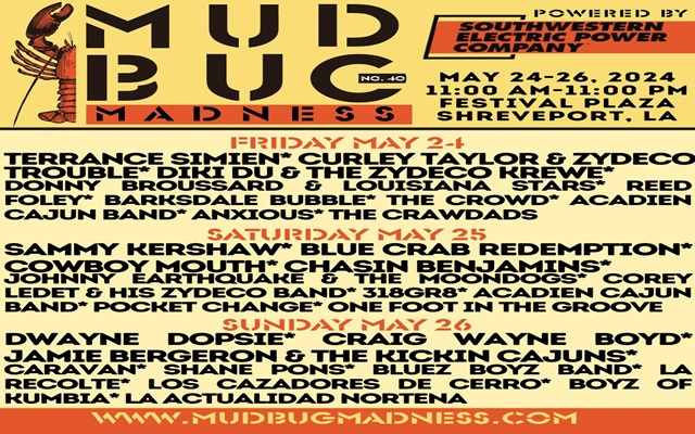 <h1 class="tribe-events-single-event-title">Mudbug Madness Festival in Festival Plaza (Downtown Shreveport, LA)</h1>